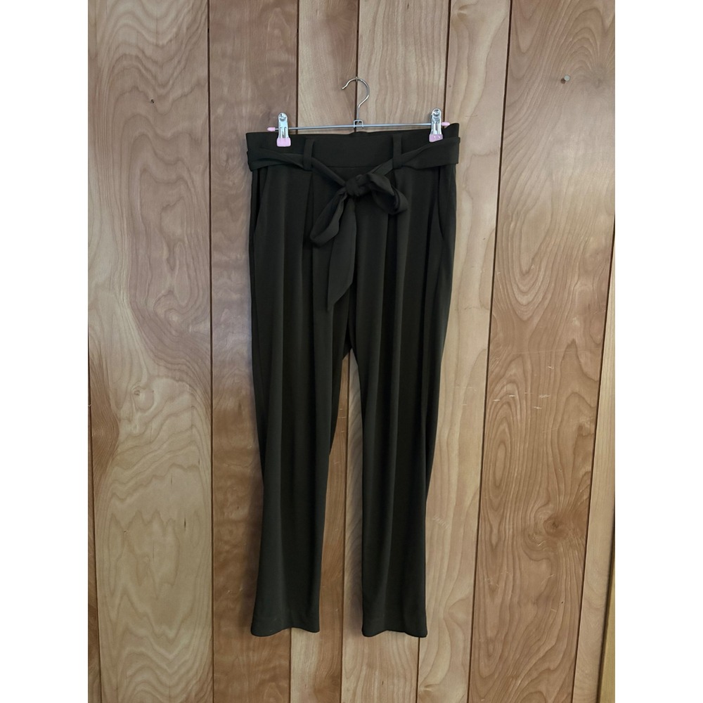 Express Olive Green Paperbag Waist Tapered Pants XS Petite Tie Belt